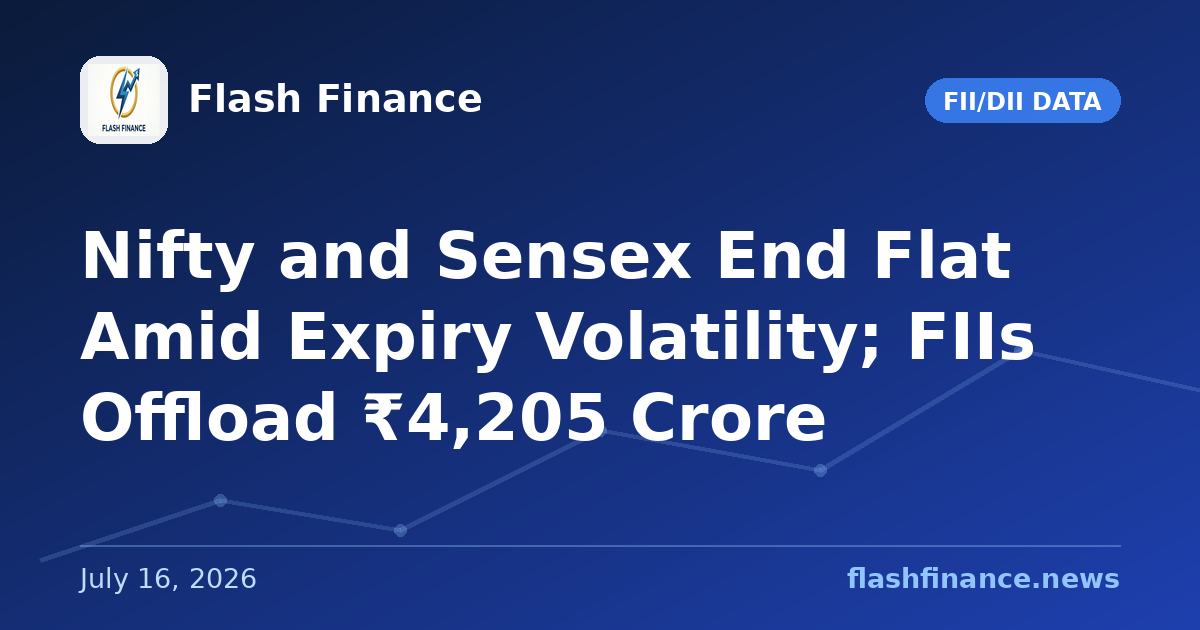 Nifty and Sensex End Flat Amid Expiry Volatility; FIIs Offload ₹4,205 Crore