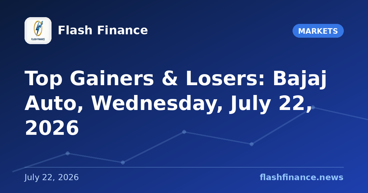 Top Gainers & Losers: Bajaj Auto, Wednesday, July 22, 2026