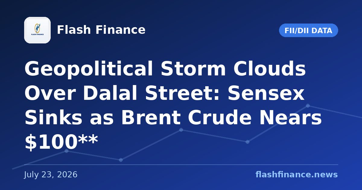 Geopolitical Storm Clouds Over Dalal Street: Sensex Sinks as Brent Crude Nears $100**