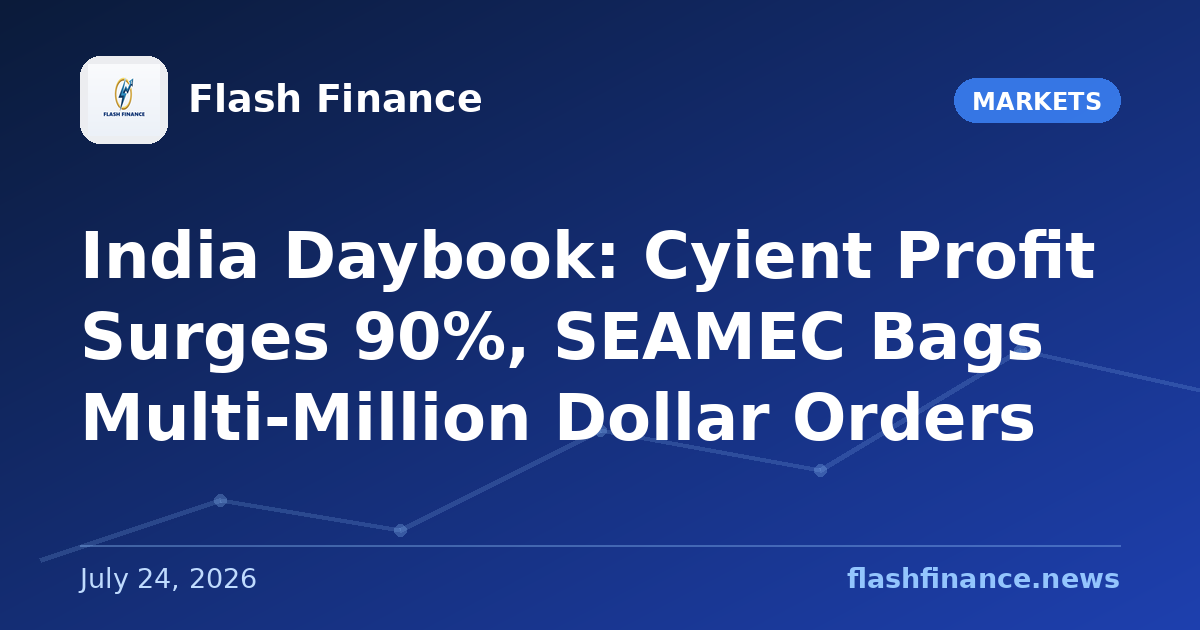 🇮🇳 India Daybook: Cyient Profit Surges 90%, SEAMEC Bags Multi-Million Dollar Orders