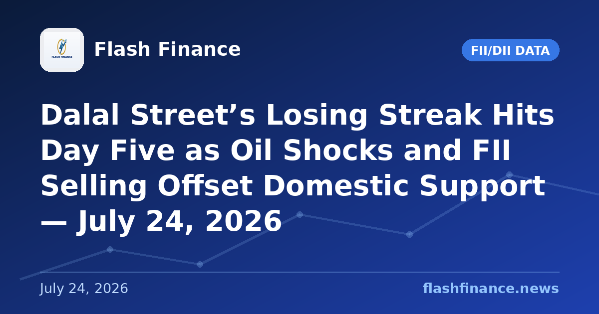 Dalal Street’s Losing Streak Hits Day Five as Oil Shocks and FII Selling Offset Domestic Support — July 24, 2026