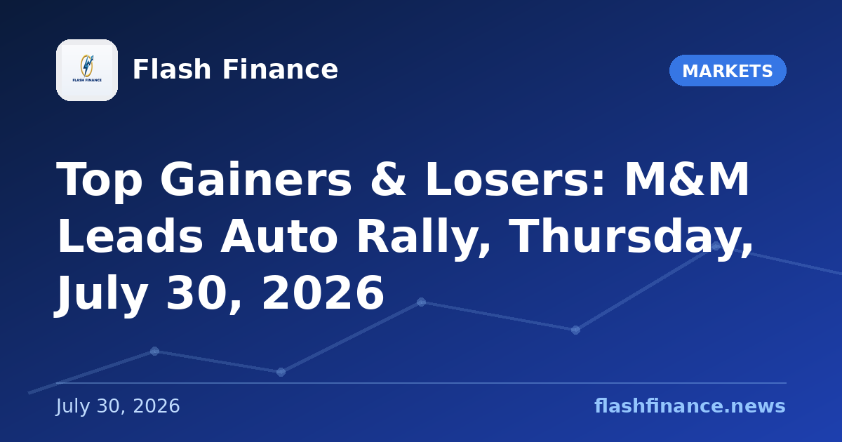Top Gainers & Losers: M&M Leads Auto Rally, Thursday, July 30, 2026