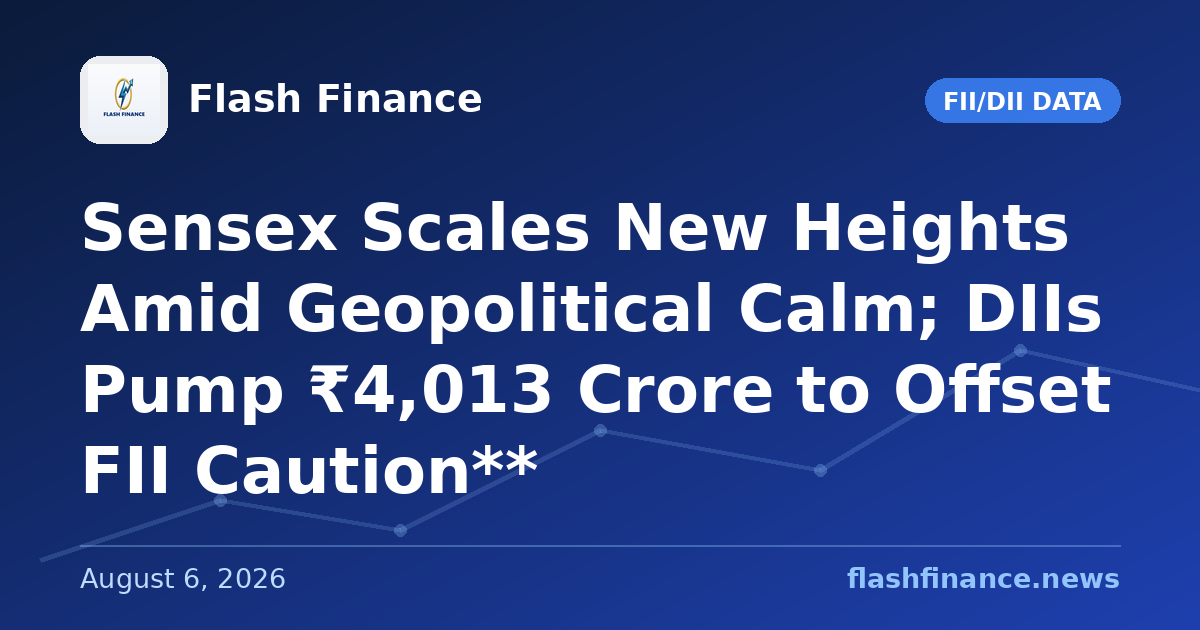 Sensex Scales New Heights Amid Geopolitical Calm; DIIs Pump ₹4,013 Crore to Offset FII Caution**