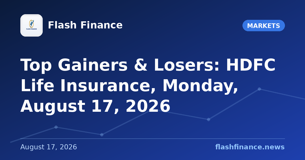Top Gainers & Losers: HDFC Life Insurance, Monday, August 17, 2026