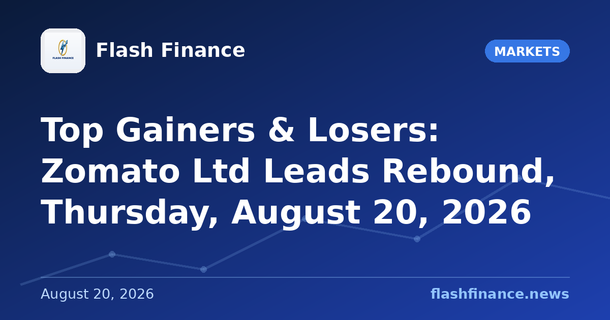 Top Gainers & Losers: Zomato Ltd Leads Rebound, Thursday, August 20, 2026