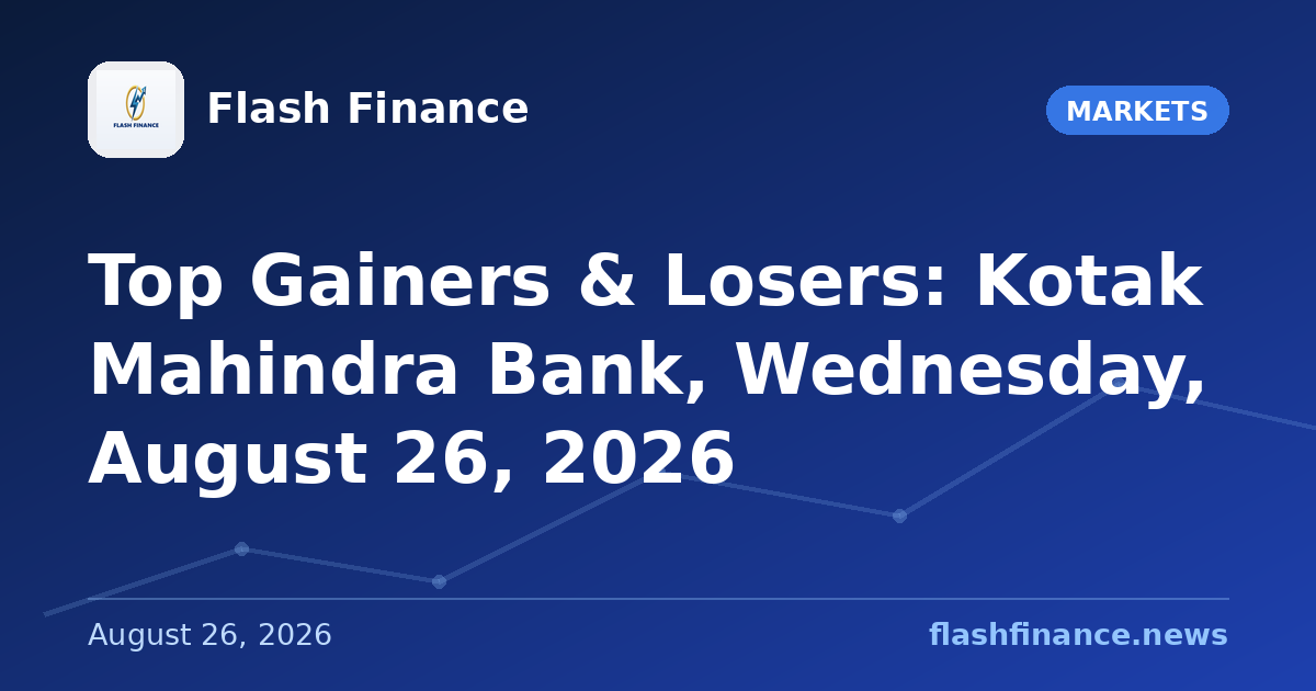 Top Gainers & Losers: Kotak Mahindra Bank, Wednesday, August 26, 2026