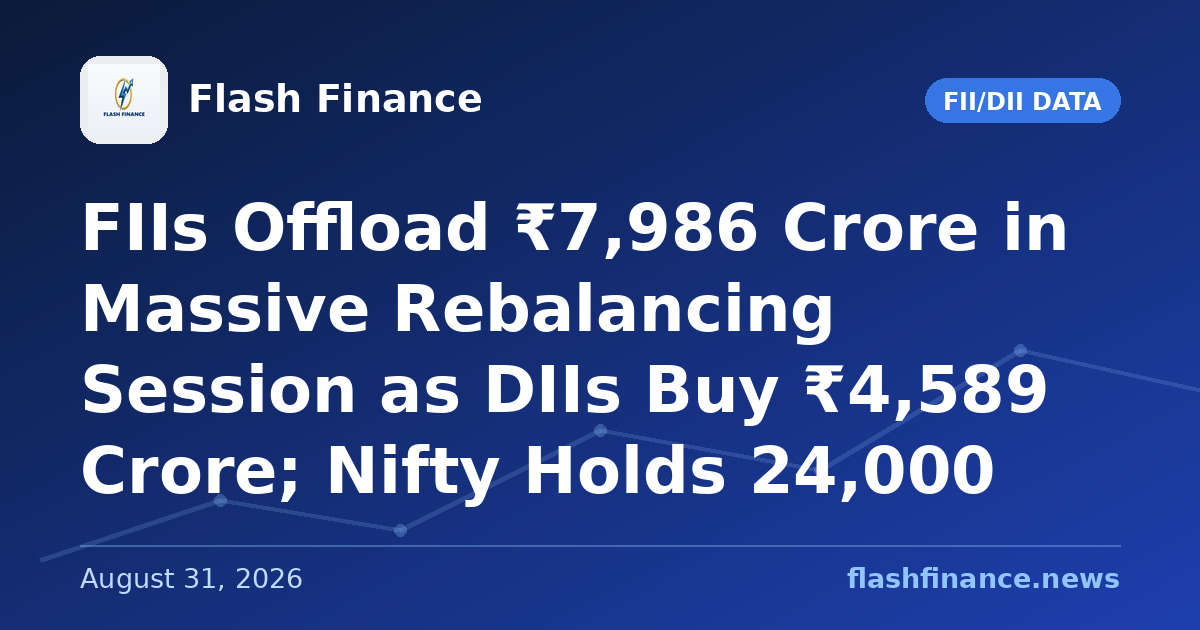 FIIs Offload ₹7,986 Crore in Massive Rebalancing Session as DIIs Buy ₹4,589 Crore; Nifty Holds 24,000