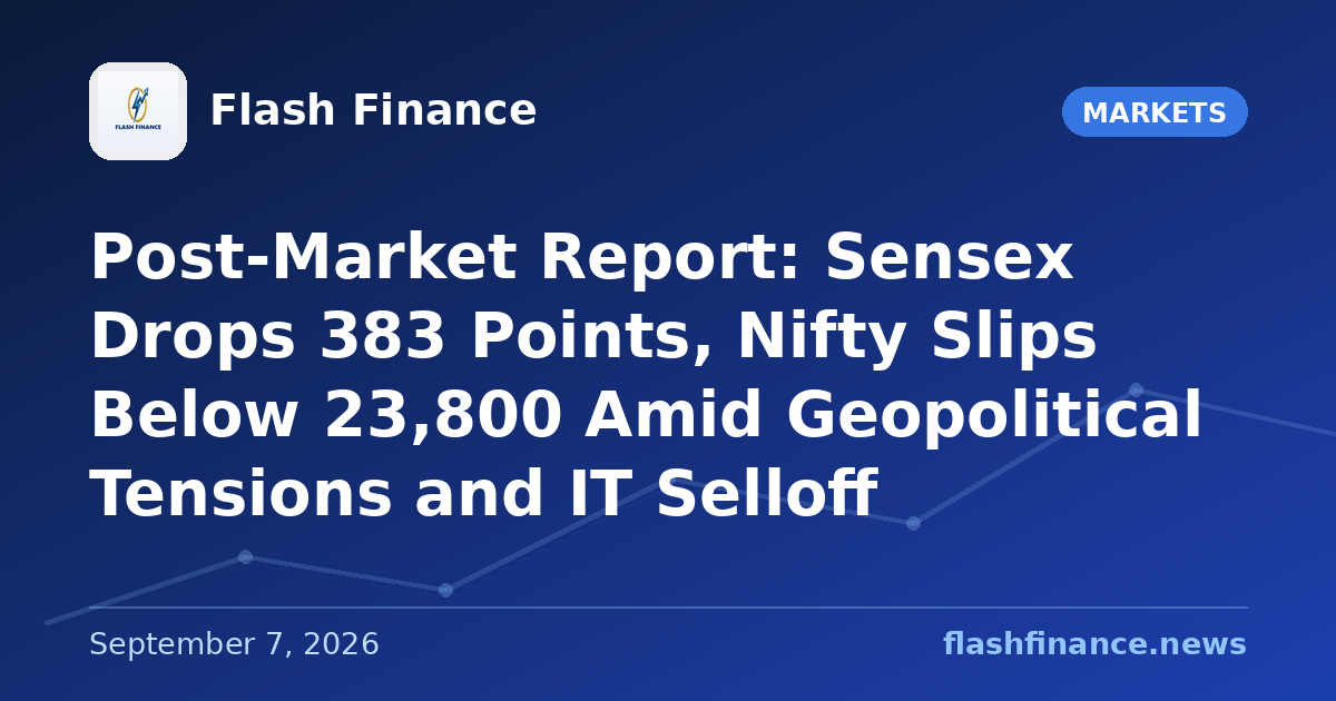 Post-Market Report: Sensex Drops 383 Points, Nifty Slips Below 23,800 Amid Geopolitical Tensions and IT Selloff
