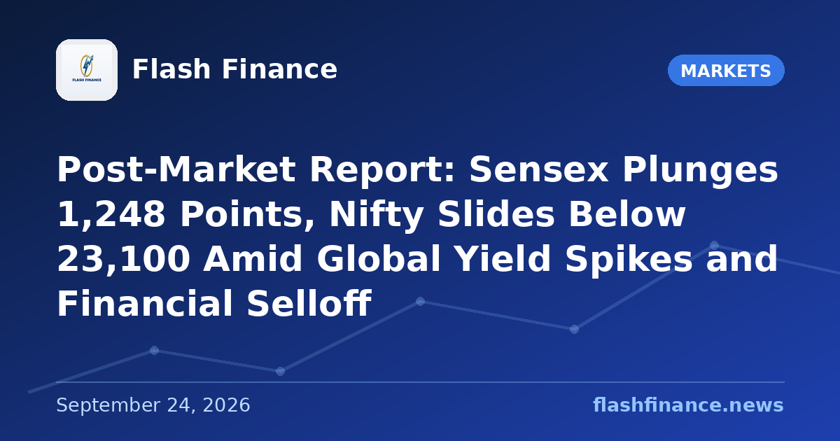 Post-Market Report: Sensex Plunges 1,248 Points, Nifty Slides Below 23,100 Amid Global Yield Spikes and Financial Selloff