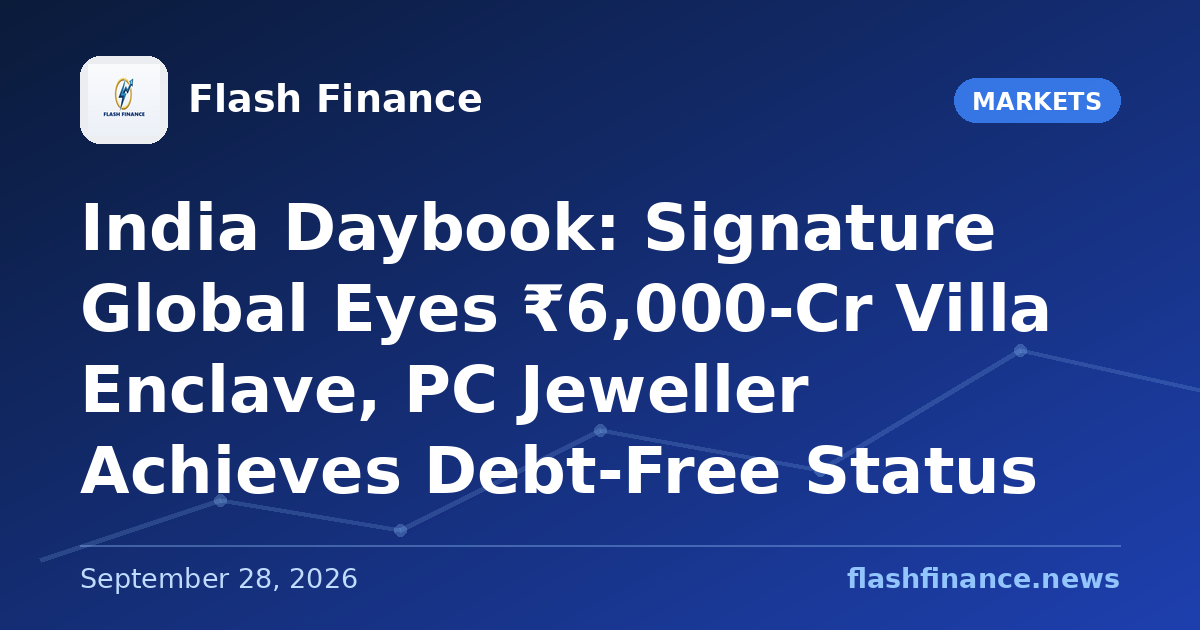 🇮🇳 India Daybook: Signature Global Eyes ₹6,000-Cr Villa Enclave, PC Jeweller Achieves Debt-Free Status
