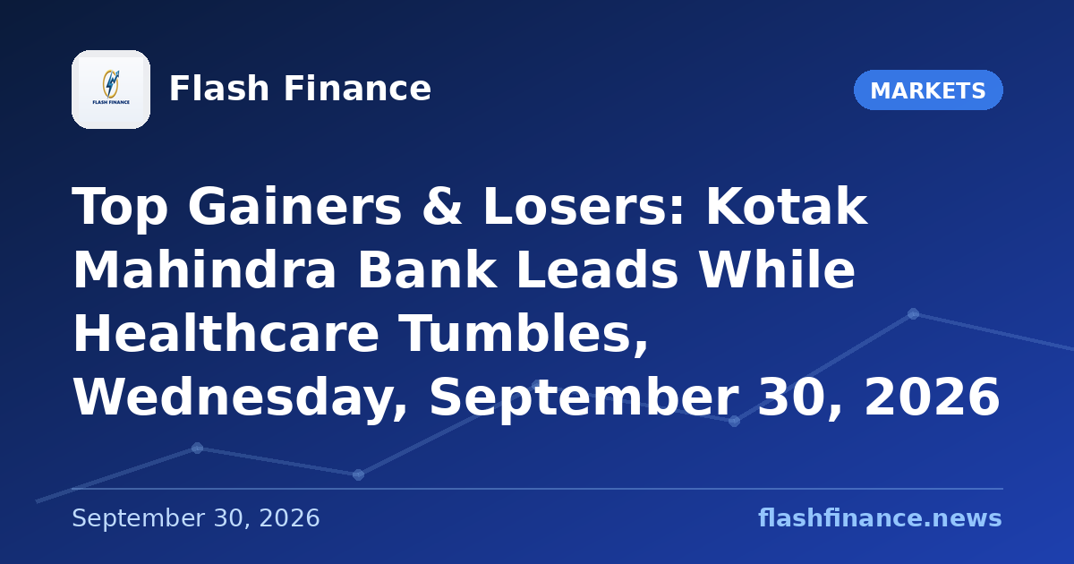 Top Gainers & Losers: Kotak Mahindra Bank Leads While Healthcare Tumbles, Wednesday, September 30, 2026