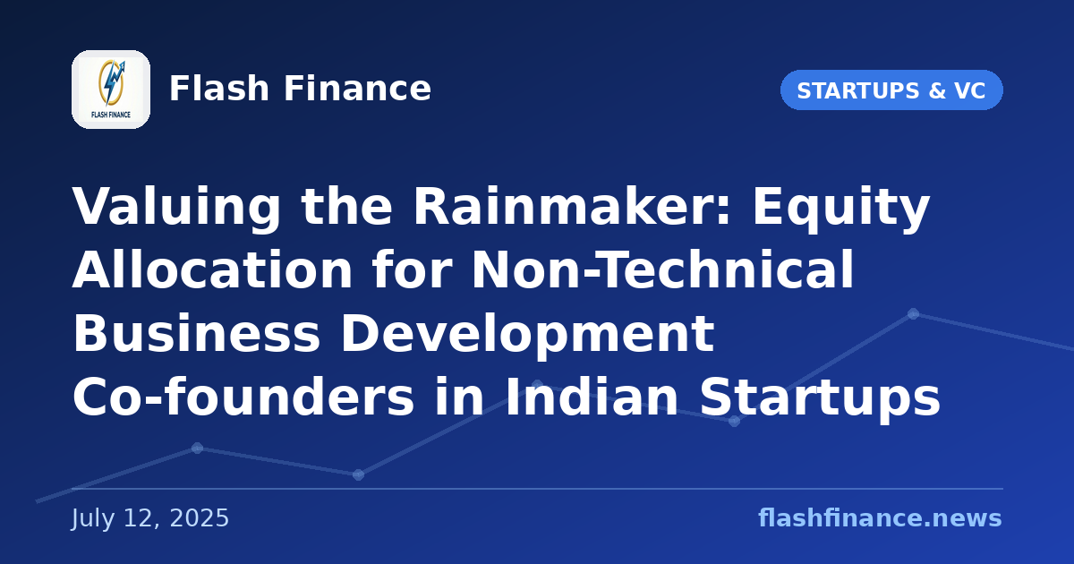 Valuing the Rainmaker: Equity Allocation for Non-Technical Business Development Co-founders in Indian Startups