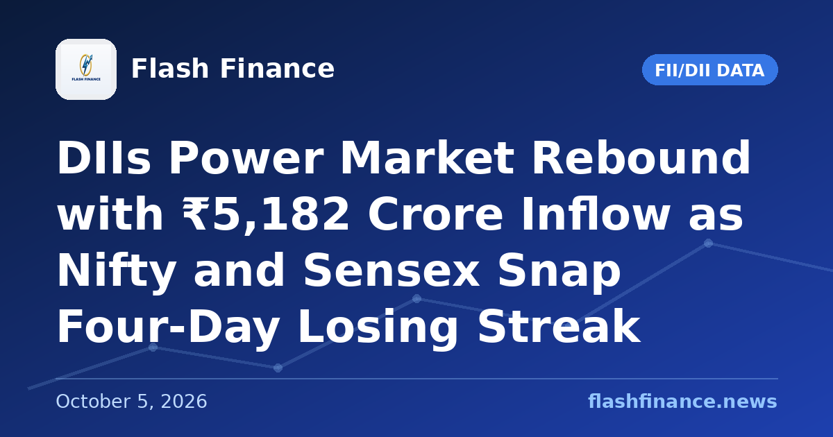 DIIs Power Market Rebound with ₹5,182 Crore Inflow as Nifty and Sensex Snap Four-Day Losing Streak