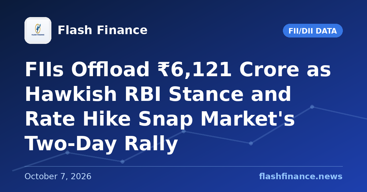 FIIs Offload ₹6,121 Crore as Hawkish RBI Stance and Rate Hike Snap Market's Two-Day Rally