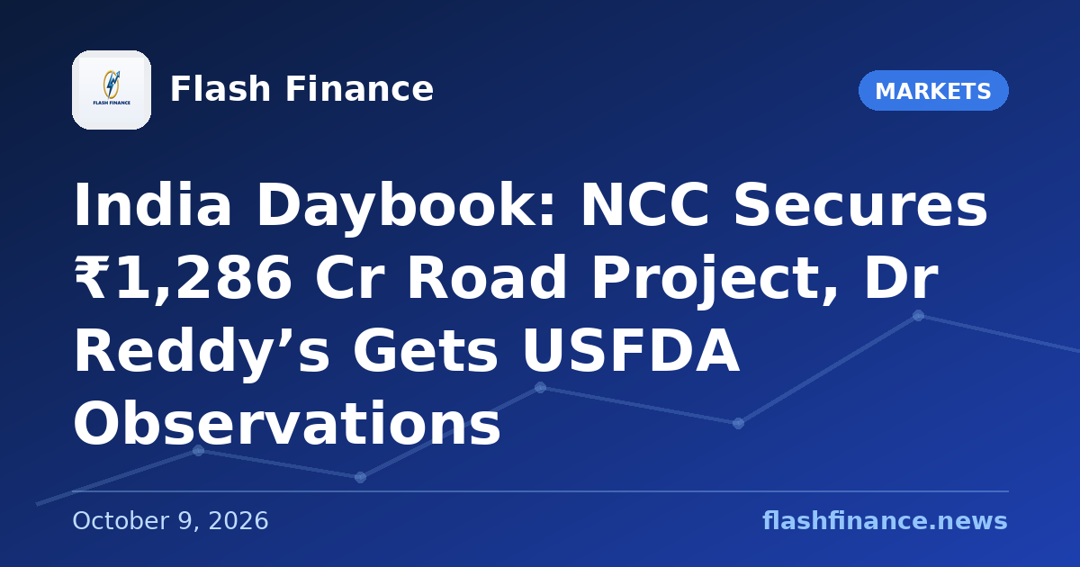 🇮🇳 India Daybook: NCC Secures ₹1,286 Cr Road Project, Dr Reddy’s Gets USFDA Observations