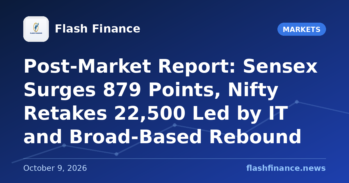Post-Market Report: Sensex Surges 879 Points, Nifty Retakes 22,500 Led by IT and Broad-Based Rebound