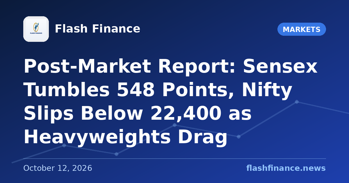 Post-Market Report: Sensex Tumbles 548 Points, Nifty Slips Below 22,400 as Heavyweights Drag