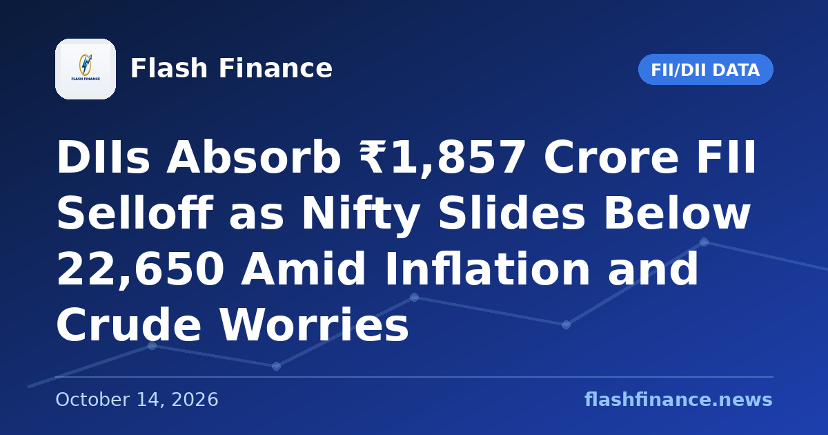 DIIs Absorb ₹1,857 Crore FII Selloff as Nifty Slides Below 22,650 Amid Inflation and Crude Worries
