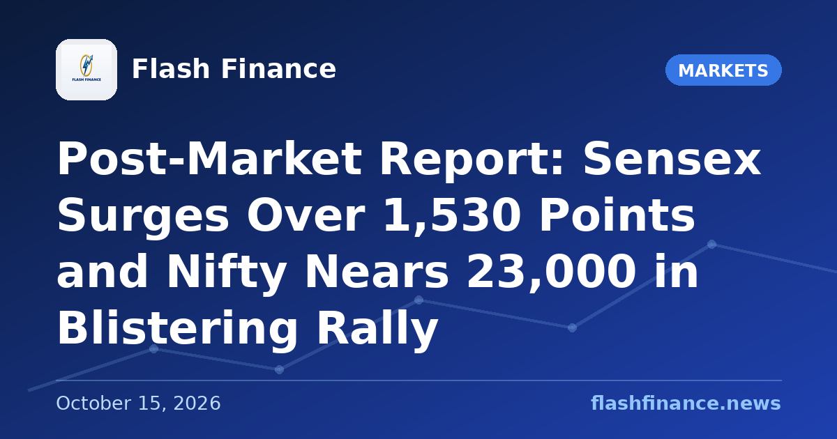 Post-Market Report: Sensex Surges Over 1,530 Points and Nifty Nears 23,000 in Blistering Rally