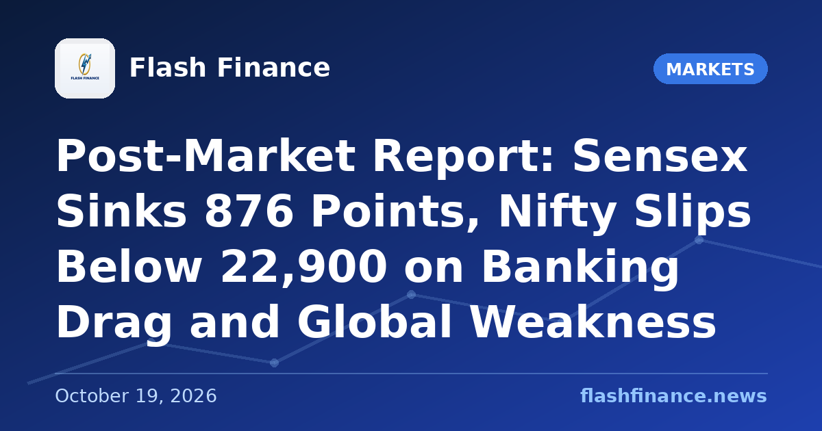 Post-Market Report: Sensex Sinks 876 Points, Nifty Slips Below 22,900 on Banking Drag and Global Weakness