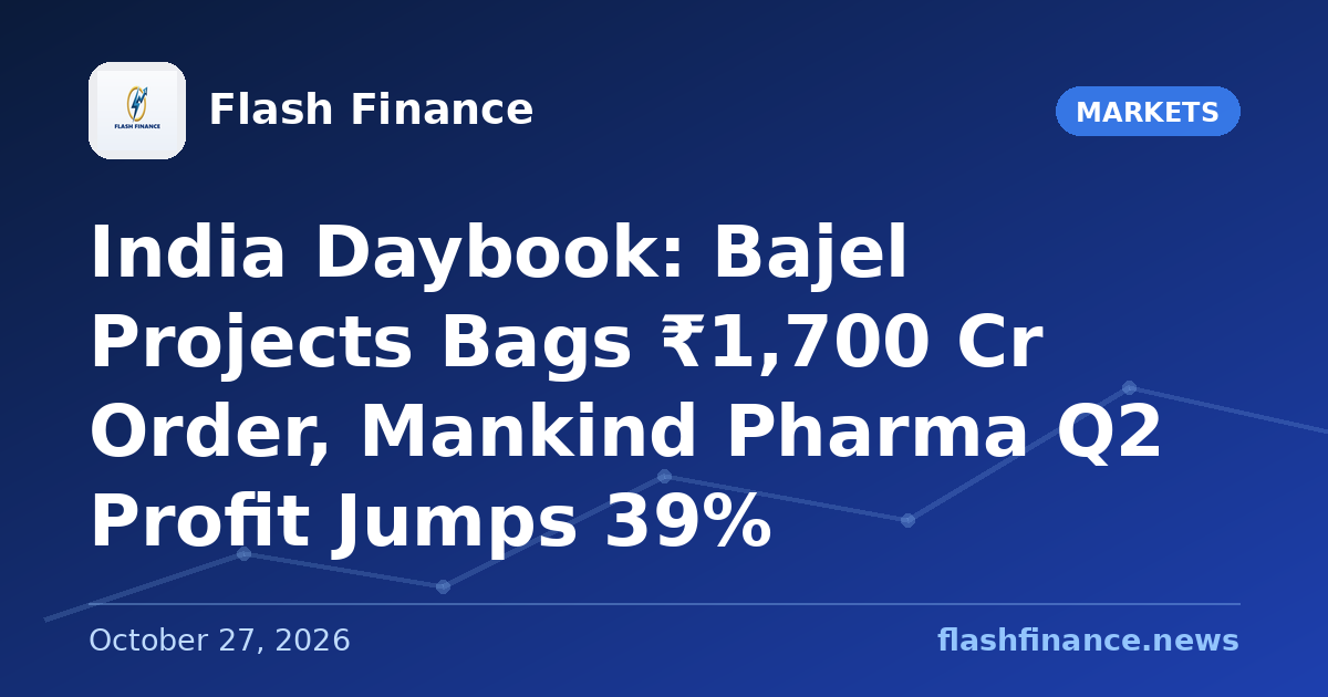🇮🇳 India Daybook: Bajel Projects Bags ₹1,700 Cr Order, Mankind Pharma Q2 Profit Jumps 39%