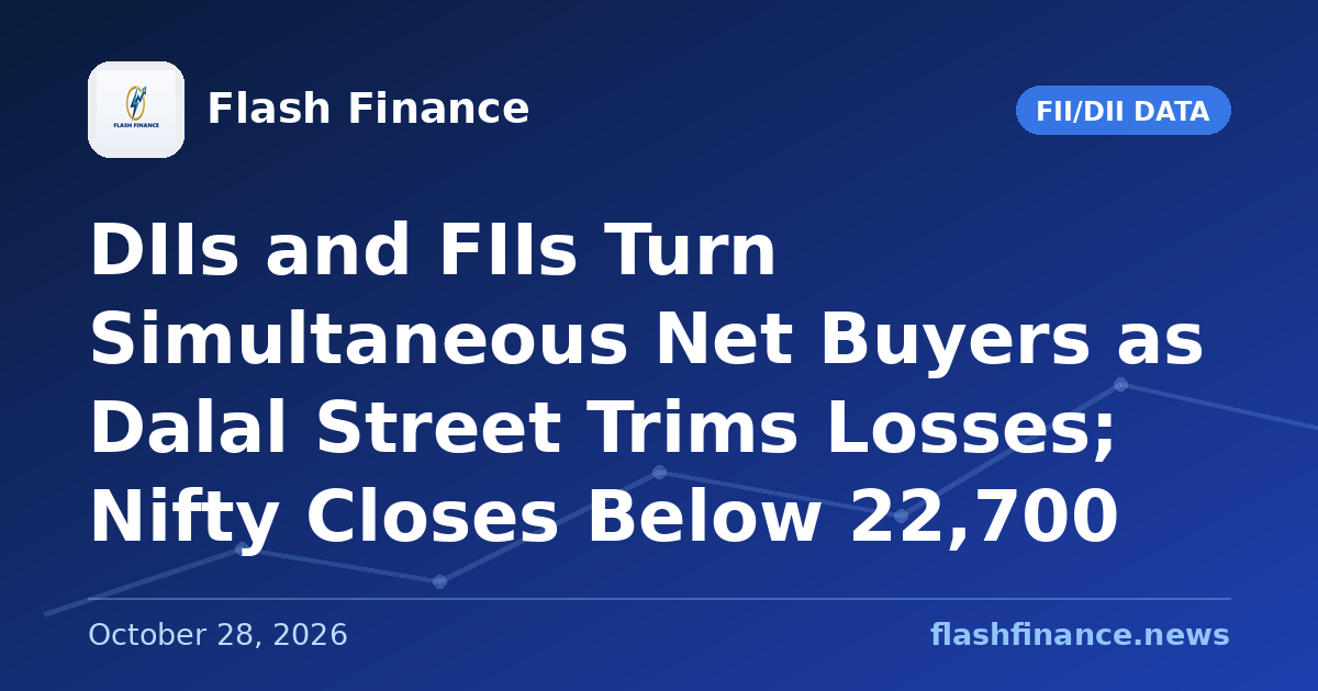 DIIs and FIIs Turn Simultaneous Net Buyers as Dalal Street Trims Losses; Nifty Closes Below 22,700