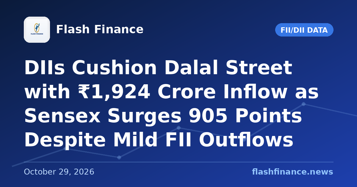 DIIs Cushion Dalal Street with ₹1,924 Crore Inflow as Sensex Surges 905 Points Despite Mild FII Outflows