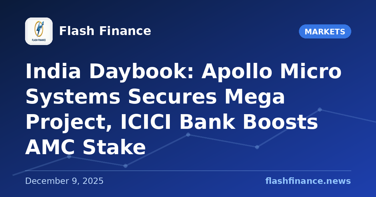 🇮🇳 India Daybook: Apollo Micro Systems Secures Mega Project, ICICI Bank Boosts AMC Stake