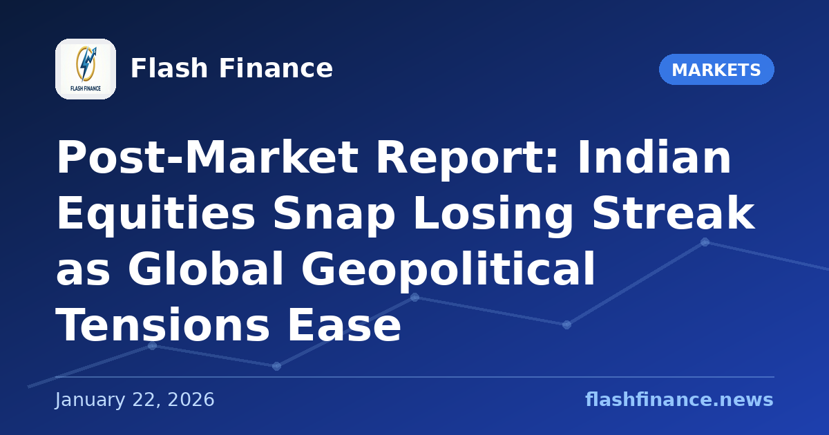 Post-Market Report: Indian Equities Snap Losing Streak as Global Geopolitical Tensions Ease
