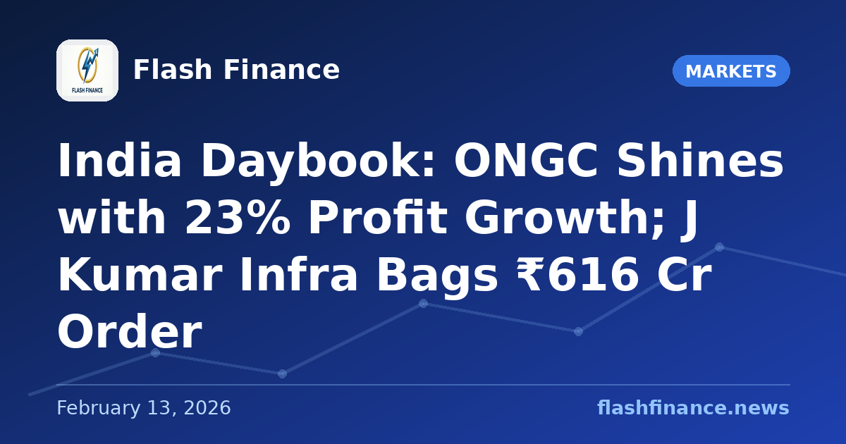 🇮🇳 India Daybook: ONGC Shines with 23% Profit Growth; J Kumar Infra Bags ₹616 Cr Order