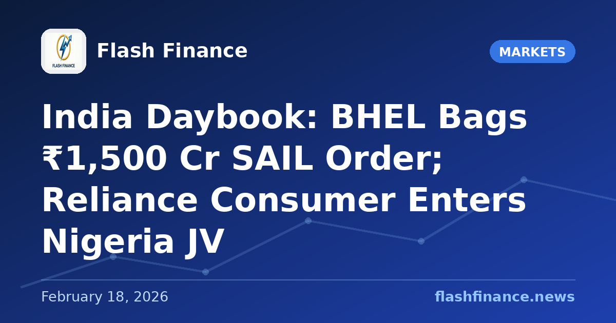🇮🇳 India Daybook: BHEL Bags ₹1,500 Cr SAIL Order; Reliance Consumer Enters Nigeria JV
