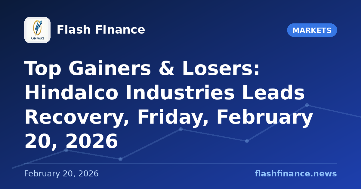 Top Gainers & Losers: Hindalco Industries Leads Recovery, Friday, February 20, 2026