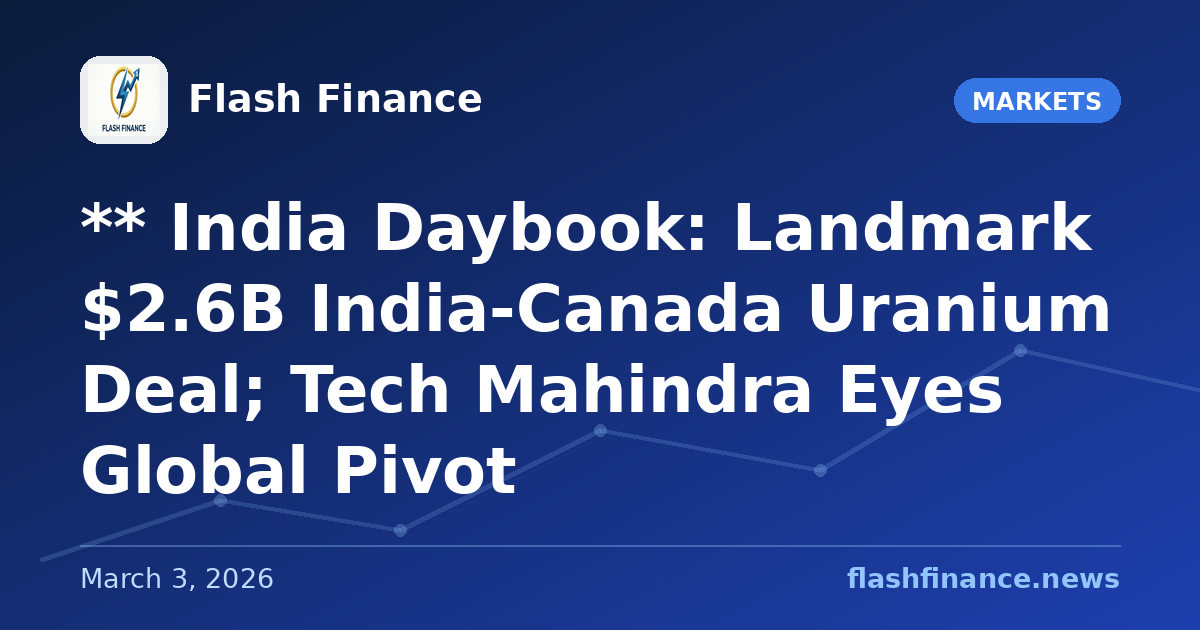 ** 🇮🇳 India Daybook: Landmark $2.6B India-Canada Uranium Deal; Tech Mahindra Eyes Global Pivot