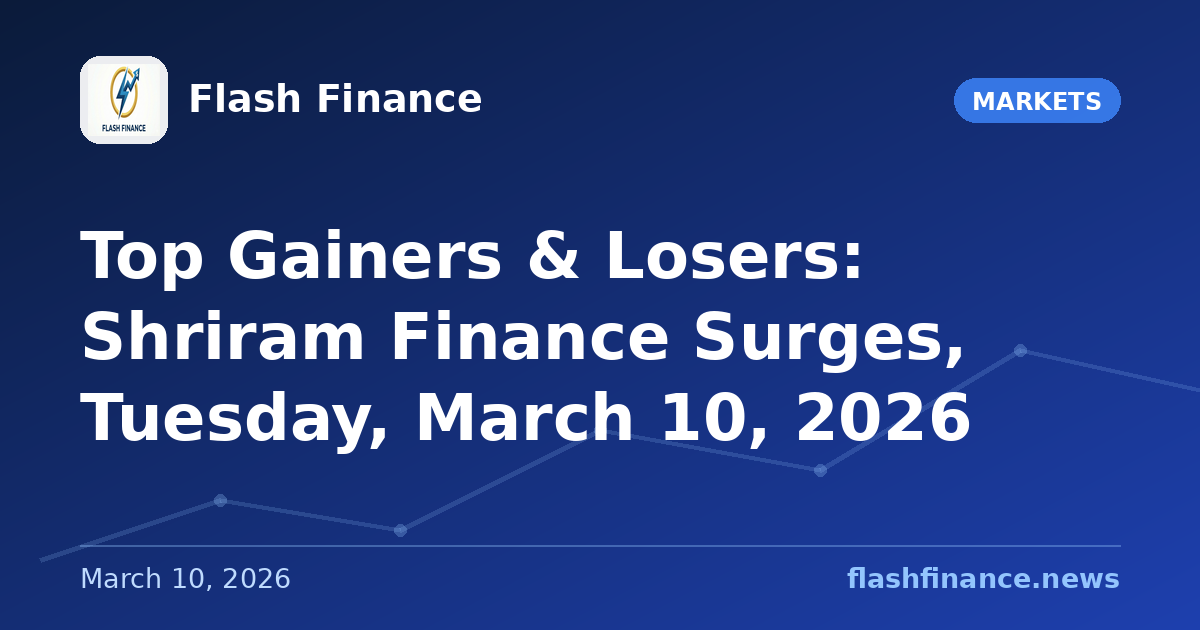 Top Gainers & Losers: Shriram Finance Surges, Tuesday, March 10, 2026