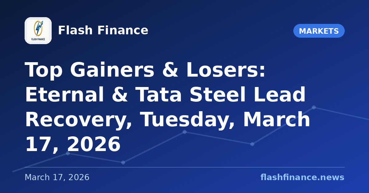 Top Gainers & Losers: Eternal & Tata Steel Lead Recovery, Tuesday, March 17, 2026