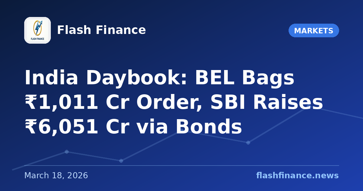 🇮🇳 India Daybook: BEL Bags ₹1,011 Cr Order, SBI Raises ₹6,051 Cr via Bonds