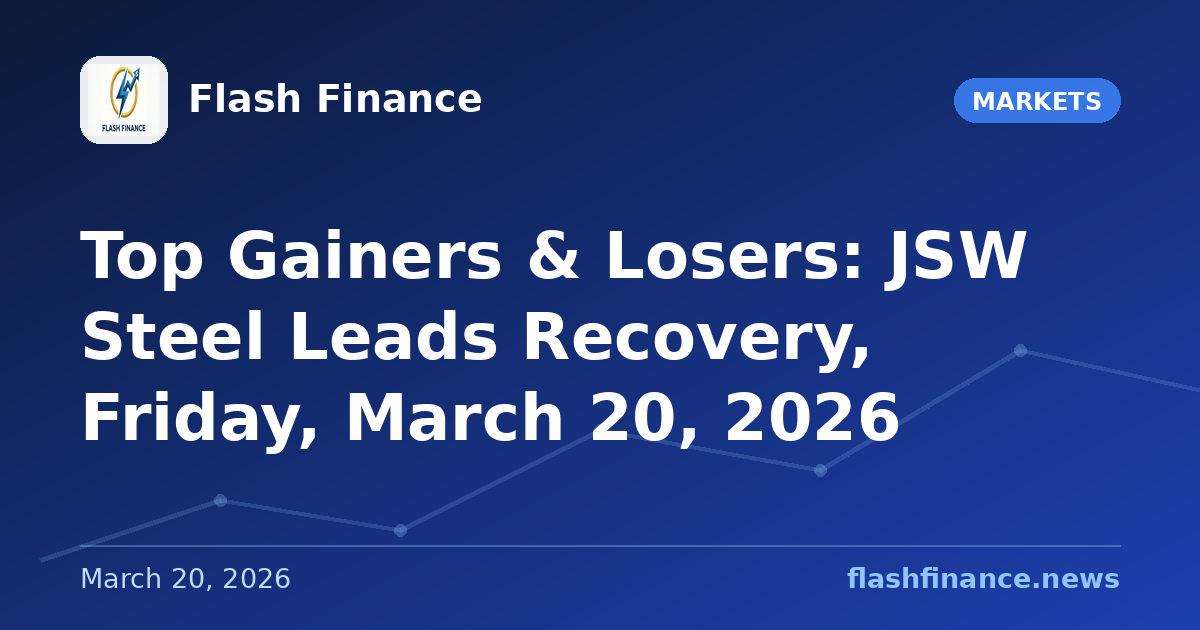 Top Gainers & Losers: JSW Steel Leads Recovery, Friday, March 20, 2026