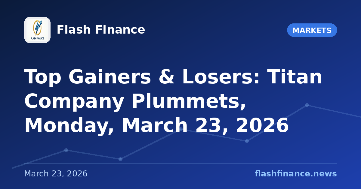 Top Gainers & Losers: Titan Company Plummets, Monday, March 23, 2026