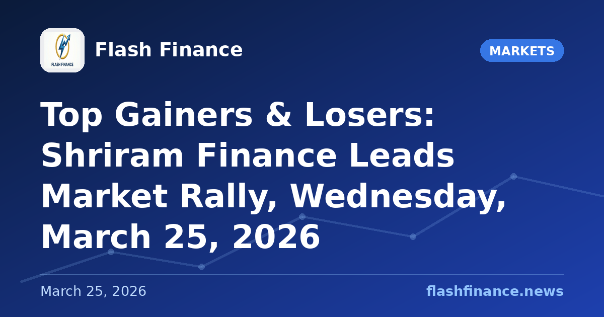 Top Gainers & Losers: Shriram Finance Leads Market Rally, Wednesday, March 25, 2026