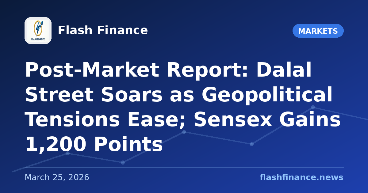 Post-Market Report: Dalal Street Soars as Geopolitical Tensions Ease; Sensex Gains 1,200 Points