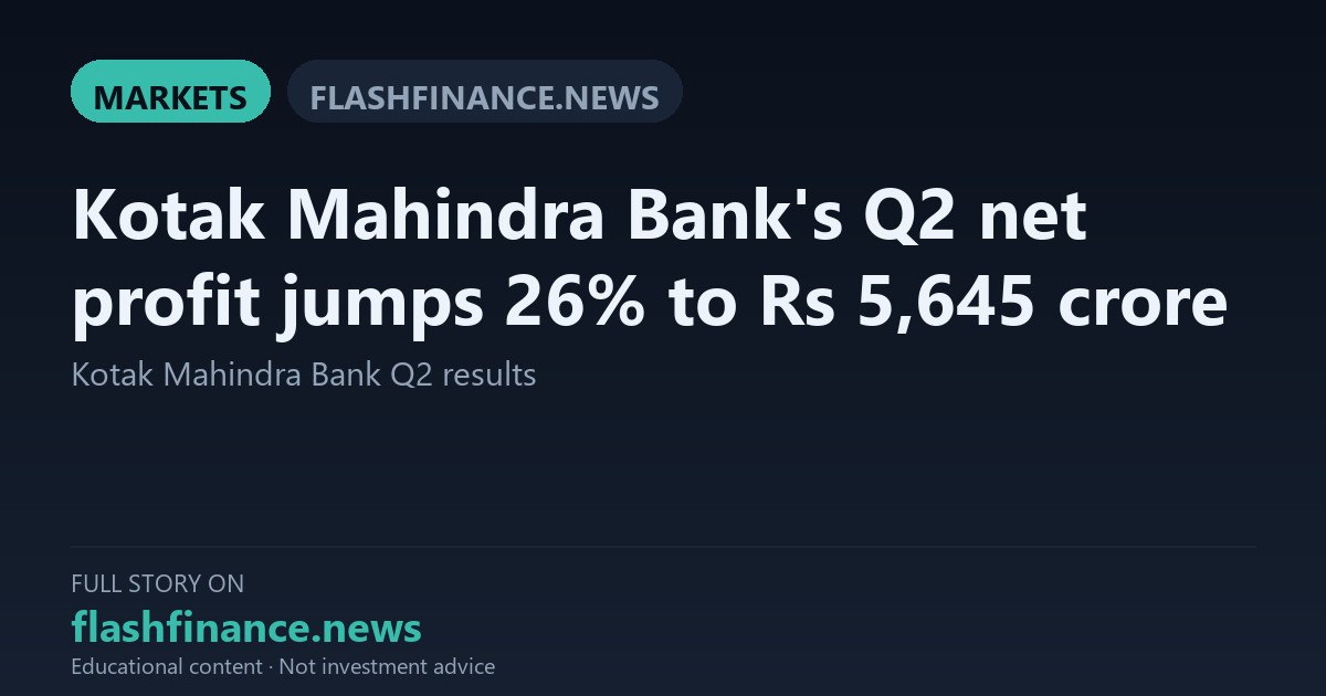 Kotak Mahindra Bank Q2 Net Profit Jumps 26% to Rs 5,645 Crore on Strong Core Income