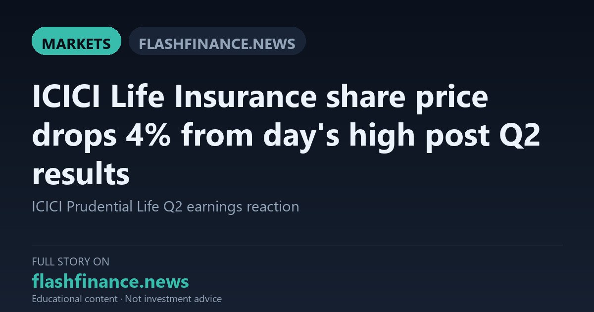 ICICI Prudential Life Insurance Falls 4% From Day High Following Q2 Results