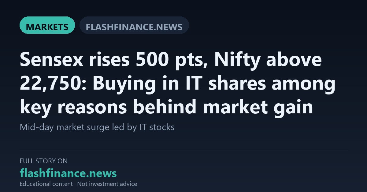 Sensex Climbs 500 Points as Nifty Tops 22,750 Driven by Strong Rally in IT Stocks