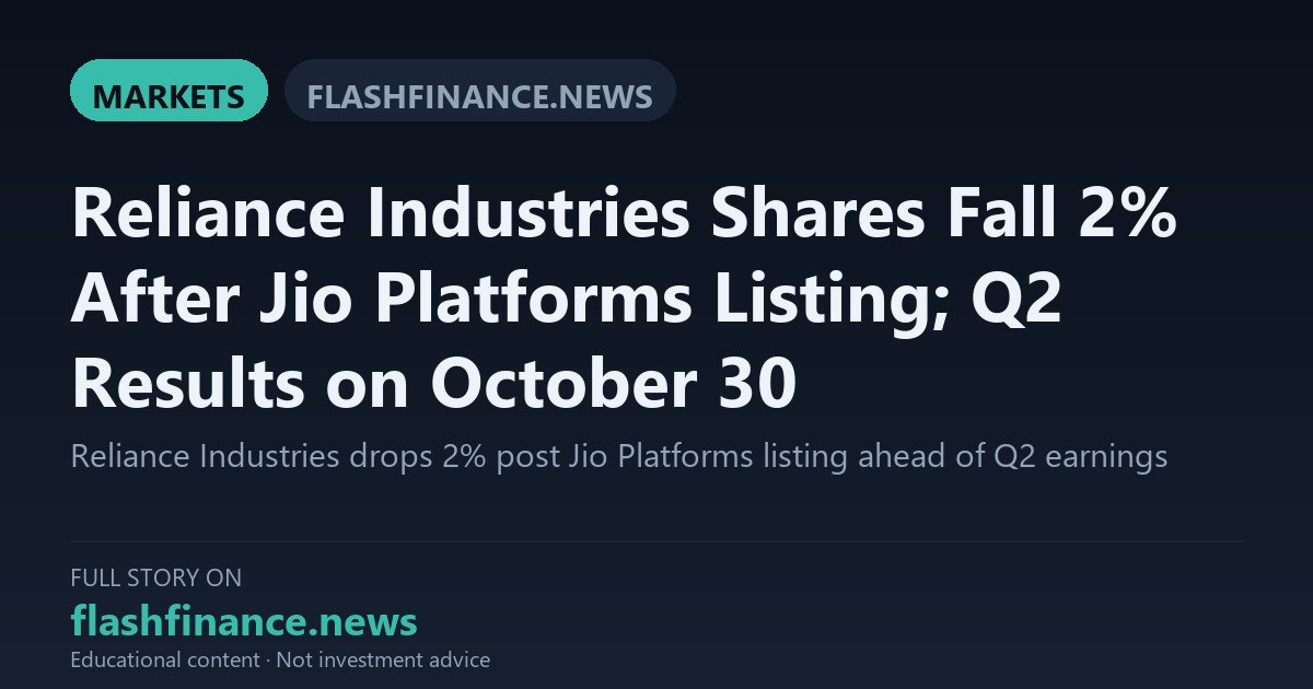 Reliance Industries Shares Drop Up to 2% Despite Stellar Jio Platforms Market Debut Ahead of Q2 Results