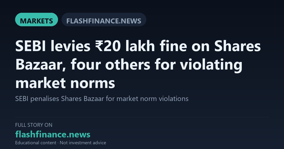 SEBI Penalises Shares Bazaar and Four Executives ₹20 Lakh Over Unauthorised Assured-Return Scheme