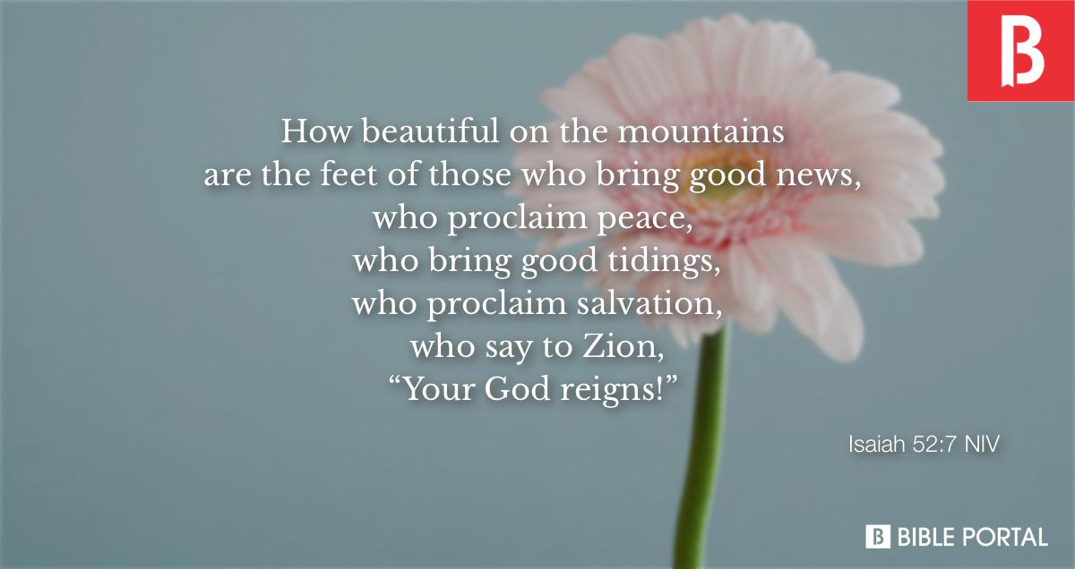 Isaiah527 How Beautiful On The Mountains Are The Feet Of Those Who Bring G NIV 8487 2 Wide 