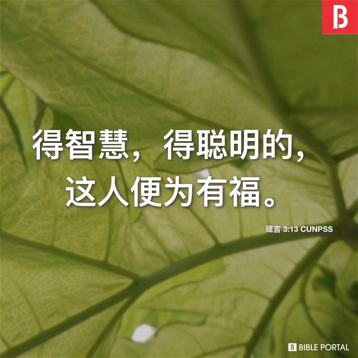 箴言3:13 CUNPSS - Bible Scripture Image - Bible Portal