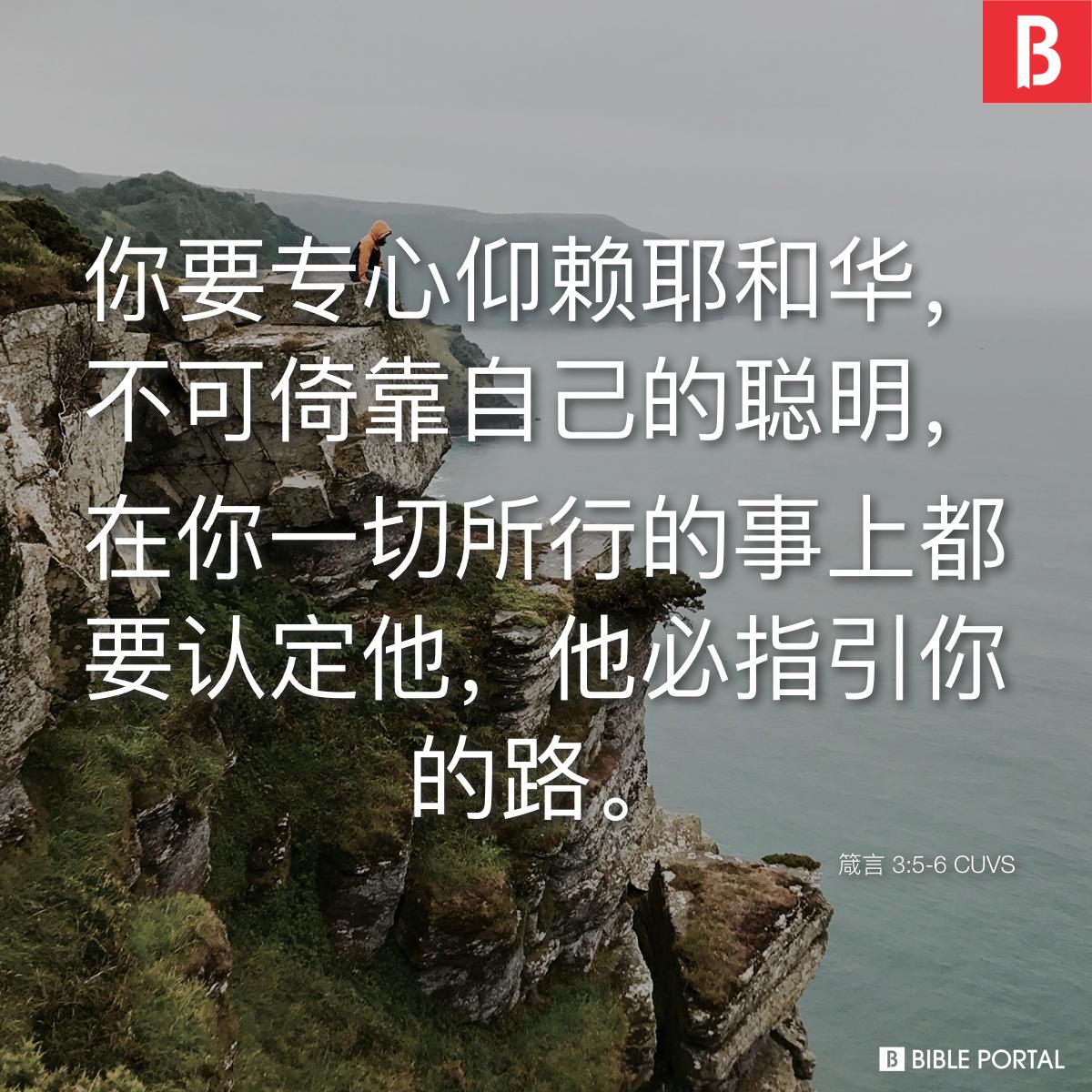 箴言3:5-6 CUVS - Bible Scripture Image - Bible Portal