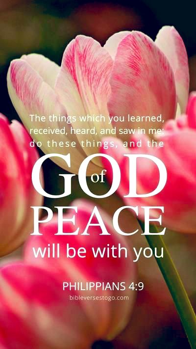 The things which learned, received; heard; and saw in me these things; and the GOD PEACE will be with you PHILIPPIANS 4.9 bibleversestogo,com you