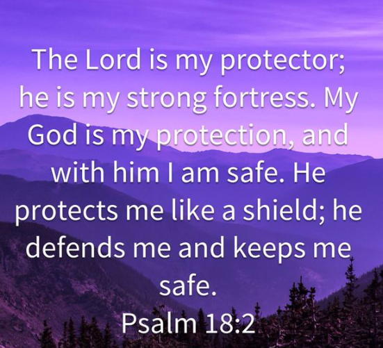 The Lord is my protector; heis my strong fortress: My God is my protection; and with him am safe. He protects me like a shield; he defends me and keeps me safe: Psalm 18.2